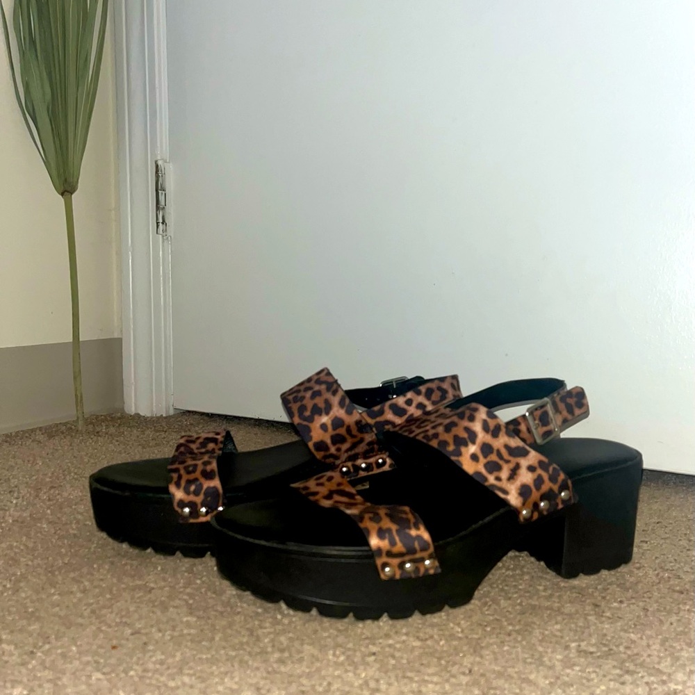 Cheetah print platform sandal